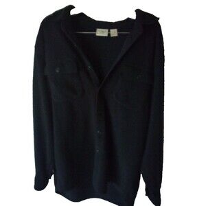 L.L. Bean Men's Fleece Sweater Top Grey Long Sleeve Button Front Large Regular